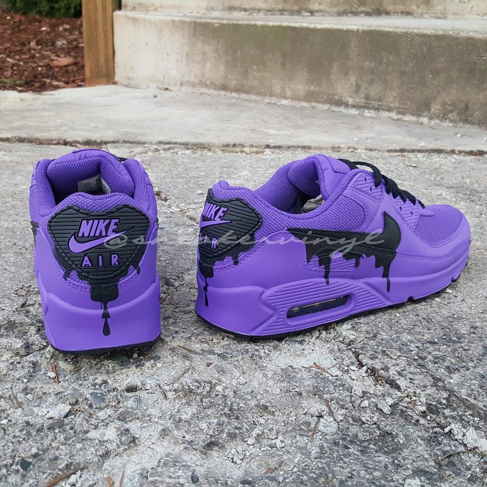 Nike Air Max 90 Purple GRAPE Black Drip Custom NWT - Picture 5 of 8